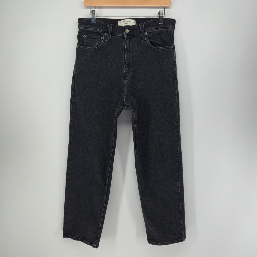 Hollister Baggy Jeans Mens 30x30 Black Washed Relaxed Fit Skater Denim Pants